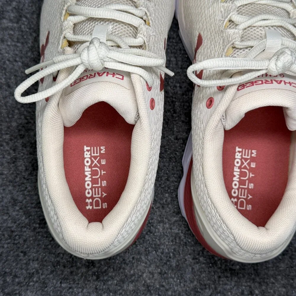 Under Armour Charged Gemini Running Shoes Mens 10 Off White Cinnamon Red Sneaker
